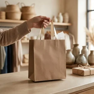 Kraft Paper Gift Bag Shopping Packaging Bag Custom Logo for Retail Boutique