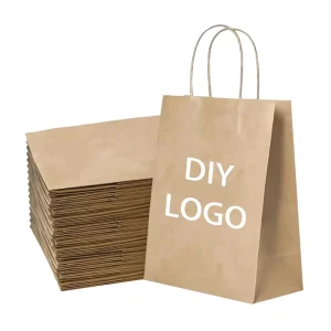 Kraft Paper Handled Bag Portable Retail Shopping Paper Bag With Your Logo for Holiday Gifts Baking Takeaway Packaging