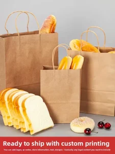 Kraft Paper Milk Tea Carry Tote Bags Hand held Baking Pastry Takeout Shopping Gift Paper Bags Custom Logos Delivery Bags China