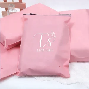 Kraft Paper Packaging Bags with Plastic Window Resealable Ziplock for T Shirt Jeans Dresses Customizable Logo