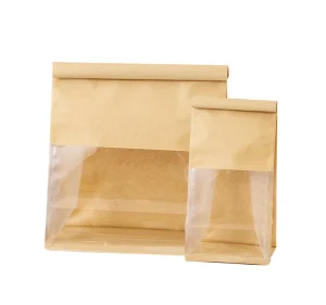 Kraft Paper Pouch Bags Custom Window Design Food Grade Biodegradable Stand Brown PE Heat Seal Printed Jelly Canned Food