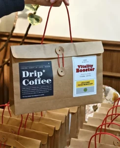 Kraft Paper Retro Vintage Moisture Proof Hot Stamping Coffee Biscuit Candy Snacks Food Packaging Envelope Bag Hand Length Handle