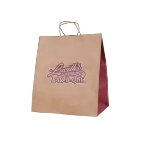 Kraft Paper Square Bottom Shopping Bag Custom Color Recyclable Drawstring Promotion Supermarket Use China