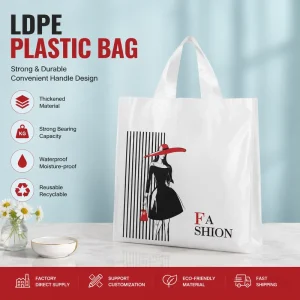 LDPE Plastic Shopping Bags Handle Bags Custom Printed Packaging Bags for Clothing Retail Boutique Gift Carry Bags