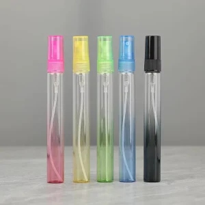 LZ Pack Popular Colorful Travel Empty Portable Spray Bottle Custom Private Label Round Slim 10ml Glass Perfume Bottle With Pump