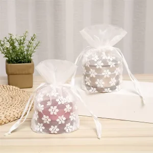 Lace Gift Bags White Sheer Organza Bags for Candy Packings Gift Wrapping Wedding Party Supplies 10*14CM
