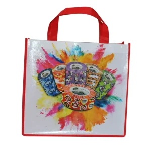 Laminated Non Woven Supermarket Shopping Bags Reusable Logo Advertising Handbag for Clothing Socks Available Various