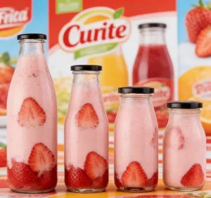 Large 1000ml Glass Beverage Bottle with Plastic Metal or Aluminum Cap for Juice Milk Water