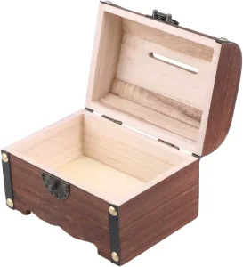 Large Bamboo Wood Storage Box Wooden Money Boxes with Lock