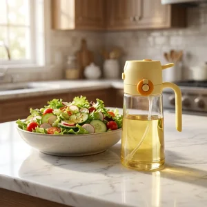 Large Capacity 470ml 2-in-1 Food Grade Glass Plastic BPA Free Multifunction Kitchen Use Oil Sprayer Bottle