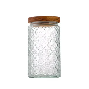 Large-Capacity Multi-Functional Glass Storage Jar Easy Open End for Household Snack Kitchen Grain Canned Food Storage Embossed