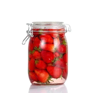 Large Capacity Round Regular Mouth Jar With Clap Clear Glass Clasp Seal Can Bottle With Lid