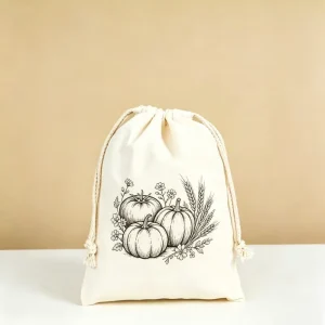 Large Cartoon Simple Raw Unbleached Canvas Drawstring Dust Sacks Recyclable Washable Travel Shoe and Garment Protector Pouches