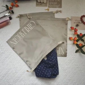 Large Gift Satin Drawstring Bag for Clothes Wigs Storage With Logo Printing Underwear Lingerie Cloth Dust