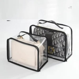 Large Opening Transparent Waterproof Dust Bag for Handbags Handle Clear Luxury Dust Bags