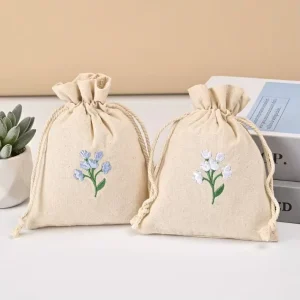 Large Size Eco Friendly Reusable Drawstring Bags Recycled Cotton Tote Canvas Pouch Dust Waterproof Rope Earth Fav Shopping Bags