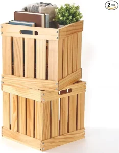 Large Square Bamboo Storage Cube with Handles Modern Carved Decorative Box Container for Multifunction Use