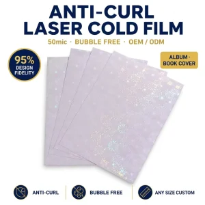 Laser Cold Film 50mic Anti Curl Bubble Free for Thermal Paper Photo Album Book Cover Custom Pattern OEM ODM