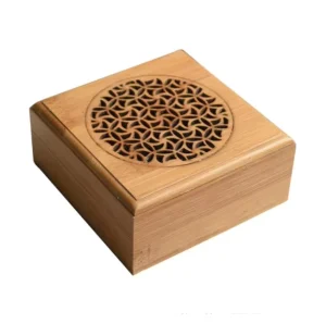 Laser Craved Bamboo Square Wooden Incense Packing Box Wood Incense Burner