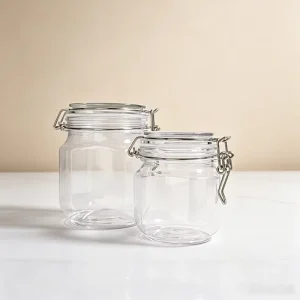 Leakproof Honey Jars Food Grade Clear Containers with Stainless Steel Clamp Lids Airtight Sealed Jars for Jam