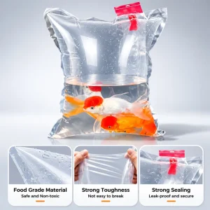 Leakproof Matte Plastic Live Fish Shipping Bags Recyclable Inflatable Oxygen Packaging Bags for Shrimp Crab Aquatic Transport