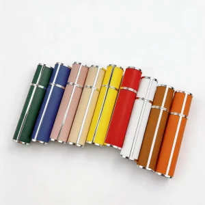 Leather Wrapped Matte 5ml 10ml Refillable Perfume Pump Sprayer Portable Travel Aluminum Bottle for Fragrance Cosmetics