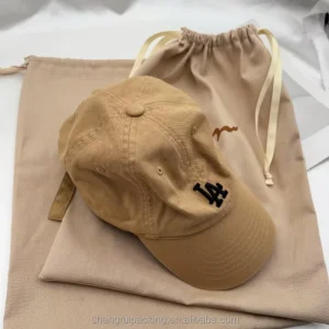 Light Brown Cotton Dust Bag for Baseball Cap Custom Men’s Hoodies & Sweatshirts Cotton Packaging Bag with LOGO
