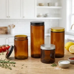 Light-proof Amber Glass Kitchen Use Storage Bottles Jars