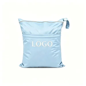 Lightweight Washable Polyester Dust Storage Pouch with Front Pocket, Travel Diaper Bag for Baby Outdoor Camping Vacation Trip