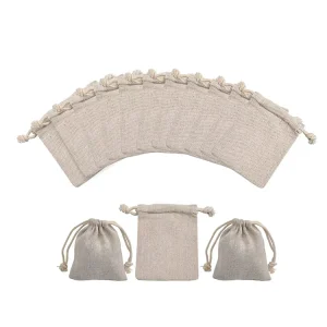 Linen Drawstring Dust Bag Reusable Small Gift Bag for Jewelry Coffee Beans Tea Candy Packaging