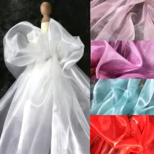 Liquid Organza Fabric Colorful Shiny Bridal Light Organza Satin Crystal Cloth Solid Color Fabric for Making Dress