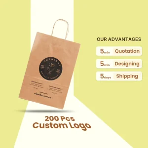 Logo Print Biodegradable Recyclable Kraft Paper Bag Ribbon for Small Business Factory Direct Price