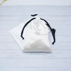 Logo Printed Custom White Bag Pouch Reusable Bag Satin Dust Bag Drawstring Pouch