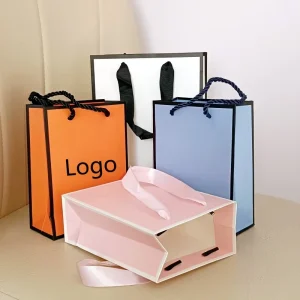 Logo Printed Shopper Craft Paper Bag with Handle Jewelry Packaging Cosmetic Paper Bag Vendor