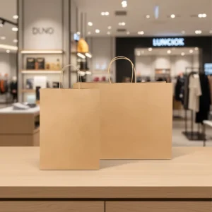 Logo Printed Shopping Clothing Kraft Bag for Retail Stores Eco Friendly Reusable Various Size Kraft Paper Bag