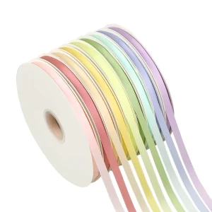 Low Price 100 Yards Candy Colors Solid Custom Gift Ribbons Roll 10mm Polyester Ribbon with logo for Gift