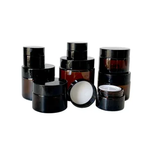 Luxury 1oz 2oz 4oz 16oz 8 oz Amber Glass Jar Cosmetic 5g 10g 20g 30g 50g 100g Amber Glass Jar With Lids