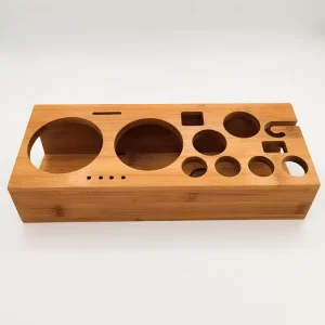Luxury Bamboo Wood Cocktail Shaker Rack Bar Tool Storage for Home Kitchen Use