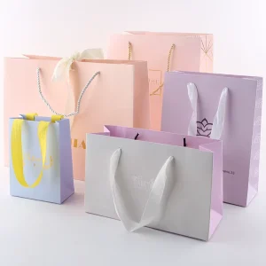 Luxury Black Gift Paper Bag Custom Printed Logo for Clothes Shoes Shopping Wedding Gift Jewelry Paper Bag With Ribbon Handle