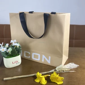 Luxury Boutique Eco Friendly Recycled Kraft Paper Bags with Your Own logo Reusable Embossed Shopping Bags for Clothing Shoes