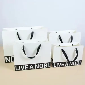 Luxury Brand Custom Logo Clothing Bag Boutique Gift Bags White Premium Shopping Paper Bag for Small Business with Logo Printed