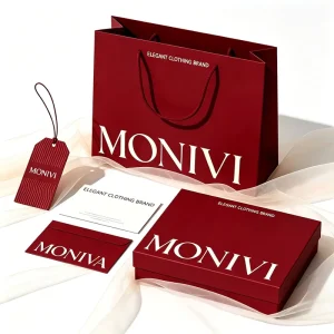 Luxury Branded Paper Package Kit Hard Rigid Gift Box Shopping Bag Swing Tag Thank You Card Envelope for Boutique Garment Packing