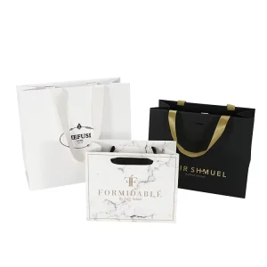Luxury Brown Kraft Paperboard Gift Bags with Gold Foil Custom Printed Logo Durable Recyclable Packaging for Shoes Clothing