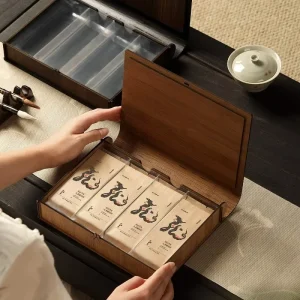 Luxury Chinese Style Bamboo Wooden Empty Gift Box Custom UV Print Packaging for Tea Coffee Handicraft Holiday Present Sets