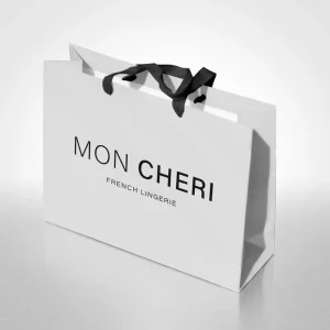 Luxury Clothing Shoes Packaging Custom Logo Environmentally Degradable Paperboard Bags with Bow Laminated Printing