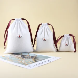 Luxury Cotton Canvas Drawstring Dust Bag Perfume Essential Oil Gold Bottle Pouch Reusable Cosmetic Bottle Storage Dust Bag