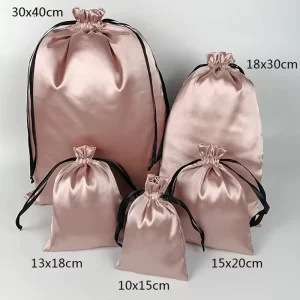 Luxury Custom Logo Satin Bag for Clothing Jewelry Skincare Packaging Gifts Storage Silk Drawstring Pouch Reusable Dust Bag