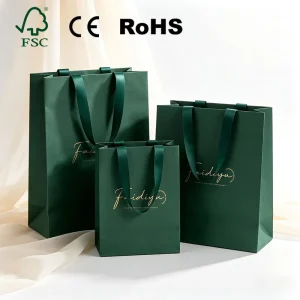 Luxury Custom Logo Thick Cardboard Paper Bag for Jewelry Watch Shopping Packaging Gift with Premium Ribbon Handle Factory Price