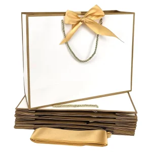 Luxury Custom Paper Shopping Bags High Quality Art Paper with Logo Embossed Handle for Crafts and Candles