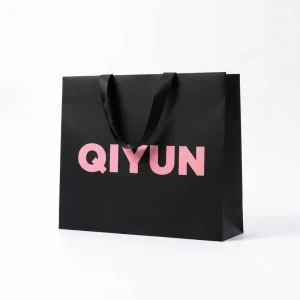 Luxury Custom Thick Art Paper Shopping Bags Matte Finish Black White with Logo for Boutique